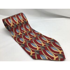 Stonehenge Cocktail Collection Red Geometric 100% Silk Necktie Business Formal